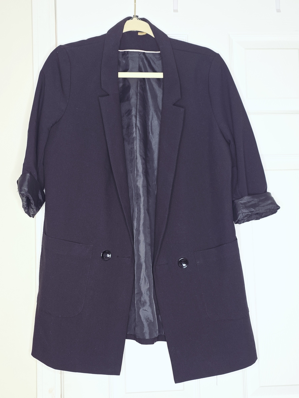Divided Black Long Blazer with Rolled Sleeves